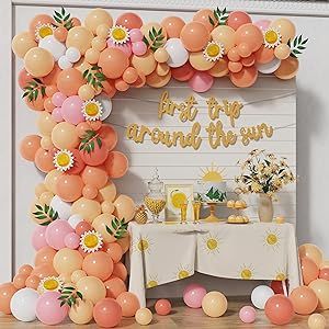 First Trip Sun Theme Brithday Balloon Garland Kit with Balloons Sun Paper Cards Boho Sun 1st Birthday Decorations for Girl Sun Theme First Birthday Party Supplies (Pink) Sun Theme, Sun Paper, Baby First Birthday Themes, Theme First Birthday, Baby Birthday Themes, 1st Birthday Party Themes, 1st Birthday Themes, Boho Sun