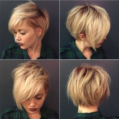 Blonde Pixie Bob, Bob Blonde, Chic Short Haircuts, Vlasové Trendy, Short Layered Haircuts, Long Pixie, Round Face Haircuts, Short Hair Styles For Round Faces, Best Short Haircuts