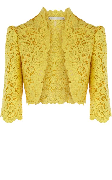 Lace Bolero Jacket, Herve Leger Dress, Lace Bolero, Lace Blazer, Lace Jacket, Bolero Jacket, Yellow Lace, Lace Fashion, Cool Stuff