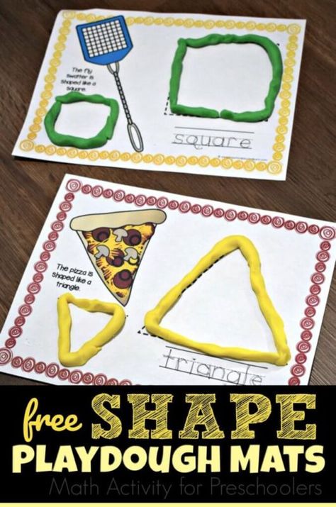 Shapes Playdough Mats, Shape Hunt Preschool, Peeps Playdough, Apple Playdough, Winter Playdough, Snowman Printables, Pumpkin Shapes, Preschool Shapes, Shapes Activity