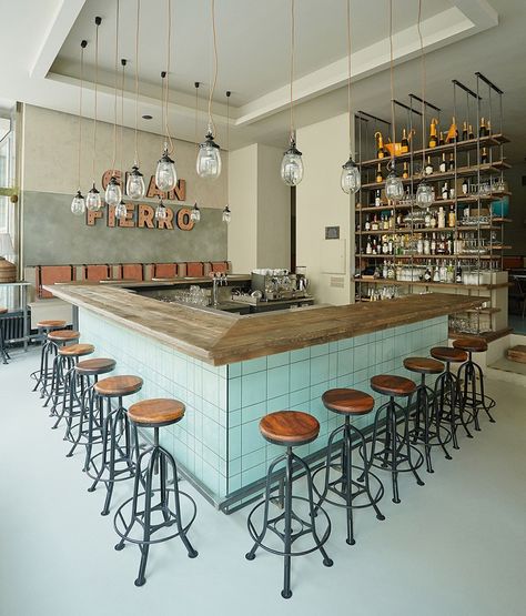 formafatal completes argentinean gran fierro restaurant in prague Farmhouse Restaurant, Central Bar, Decoration Restaurant, Bar Interior, Retro Interior, Hotel Design, Restaurant Interior, Cafe Interior, Cafe Design