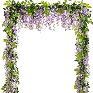 Wisteria Garland, Hanging Flowers Wedding, Wisteria Vine, Purple Wisteria, Arch Decoration, Arch Decoration Wedding, Garden Wedding Decorations, Hanging Flower, Greenery Garland