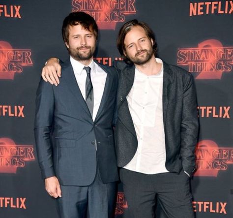 The Duffer Brothers at the season 2 premiere. The Duffer Brothers, Flim Flam Brothers, Brother 1997, Brothers And Sisters Tv Show, Brothers 2009, Stranger Things Pins, Duffer Brothers, Durham, Poets