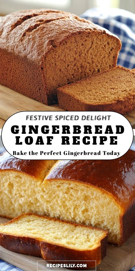 Join me in baking this delightful Gingerbread Loaf! It's bursting with warm spices that create the perfect holiday aroma. This recipe is easy and results in a soft, moist loaf that pairs beautifully with your favorite cup of tea or coffee. Perfect for sharing with loved ones or enjoying by yourself—let's make this festive treat together! Easy Gingerbread Loaf Quick Bread, Spice Loaf Recipes, Easy Gingerbread Loaf, Gingerbread Bread Loaf, Loaf Bread Recipes, Loaves Recipes, Ginger Bread Loaf, Gingerbread Loaf Recipe, Bread Loaf Recipe