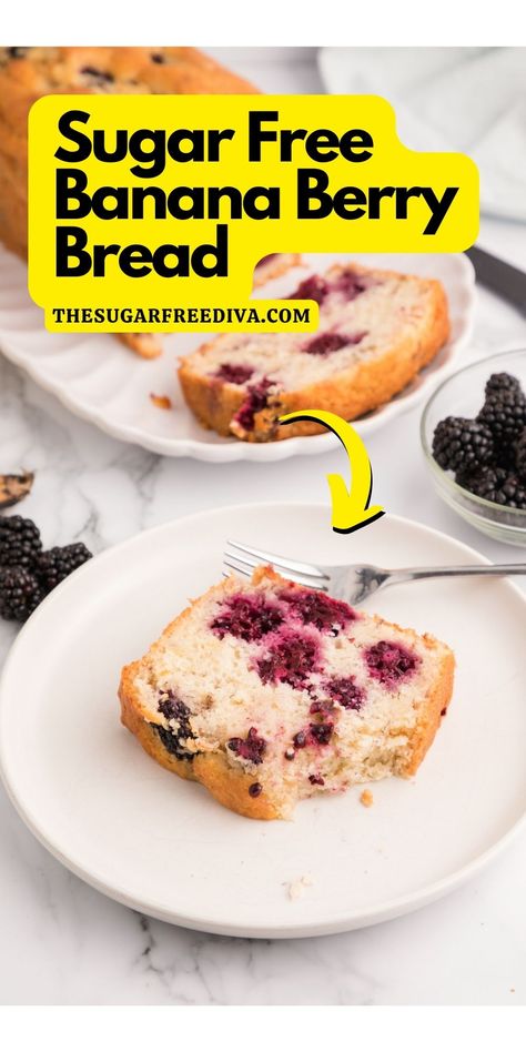 Banana Bread With Berries- No Added Sugar Recipe! Healthy Sugar Free Desserts, Sugar Free Bread, Berry Bread, Sugar Free Banana Bread, Banana Bread Bars, Sugar Free Fruits, Sugar Free Baking, Tasty Bread Recipe, Moist Banana Bread