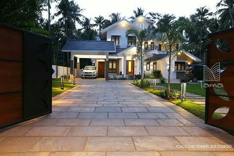 Gateway Design, Car Porch Design, Beautiful Bungalow, Flat Roof Design, House Elevations, House Projects Architecture, Single Floor House Design, Concrete Fountains, Car Porch