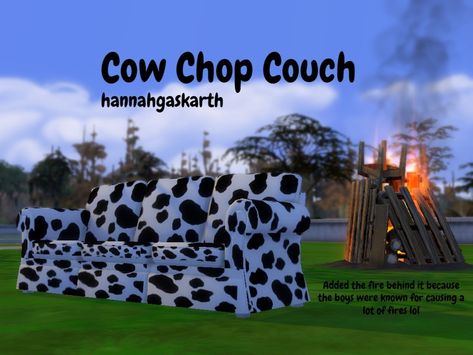 Sims 4 Cc Furniture Cow Print, Sims 4 Cow Print Cc, Sims 4 Cow Cc, Country Bench, Cow Chop, Los Sims 4, Cc Folder, Side Bed, Sims Clothes