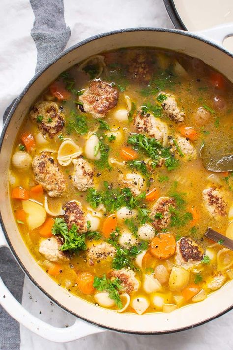 Meatball Soup Healthy, Easy Winter Soup Recipes, October Meals, Easy Winter Soups, Turkey Meatball Soup, Turkey Meatballs Healthy, Meatball Soup Recipes, Turkey Meatball, Soups Recipes