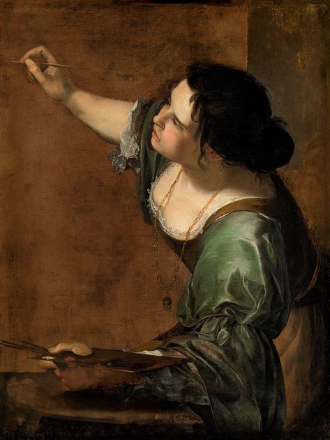 Artemisia Gentileschi was invited to London in 1638 by Charles I, and probably produced this sophisticated and accomplished self-portrait in England. She holds a brush in one hand and a palette in the other, cleverly identifying herself as the female personification of painting - something her male contemporaries could never do.It was probably during her brief English sojourn (1638-c.1641) that Artemisia Gentileschi produced this painting. She was invited in 1638 by Charles I to come to London t Orazio Gentileschi, Famous Self Portraits, Artemisia Gentileschi, Female Painters, Famous Portraits, Baroque Painting, Edouard Manet, Peter Paul Rubens, Baroque Art