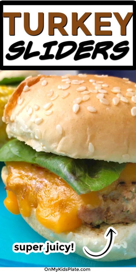 Burger Sliders Recipes, Turkey Burger Sliders, Burgers On The Grill, Hamburger Sliders, Grilled Turkey Burgers, Turkey Sliders, Kids Plate, Cheeseburger Sliders, Vegetarian Barbecue