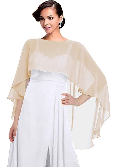 Women Chiffon Cape Bridal Soft Chiffon Scarve Shawls Wraps Beach Cover Up Wedding Bridal Capelet Evening Shawls (White) at Amazon Women’s Clothing store Chiffon Shrug, Bridal Capelet, Chiffon Cape, Mens Cashmere Scarf, Evening Shawls, Long Shawl, Chiffon Shawl, Wedding Cape, Chiffon Evening Dresses