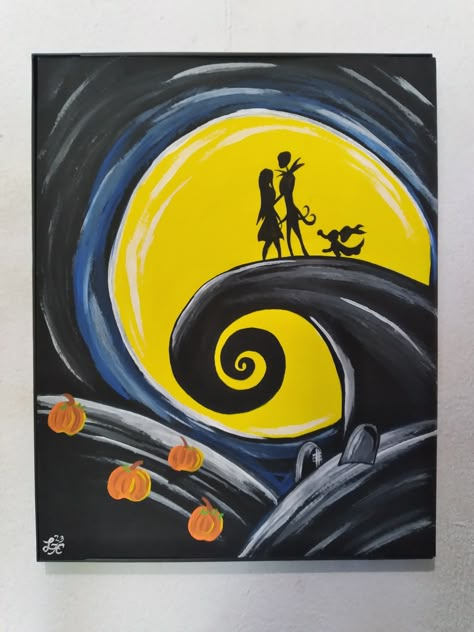 Jack and Sally Fan Art 11 x 14in Jack And Sally Pumpkin Painting, Jack And Sally Painting, Jack And Sally Art, Jack And Sally Drawing, Jack N Sally, Painting Themes, Sally And Jack, Monsieur Jack, Jack Y Sally