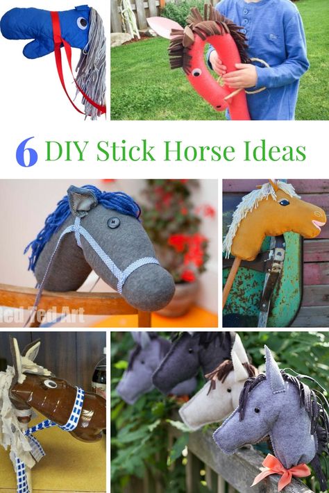 Find the perfect stick horse DIY idea! Whether you're going for a stick horse made from dollar store supplies to breaking out the sewing machine, there is a hobby horse tutorial for you. Sock horse, recycled stick horse, sewn stick horse, dollar store stick horse. Sock Horse On A Stick, Horse Diy Ideas, Stick Horse Diy, Diy Stick Horse, Sock Horse, Saloon Party, Pool Noodle Horse, Diy Horse Toys, Noodle Horse