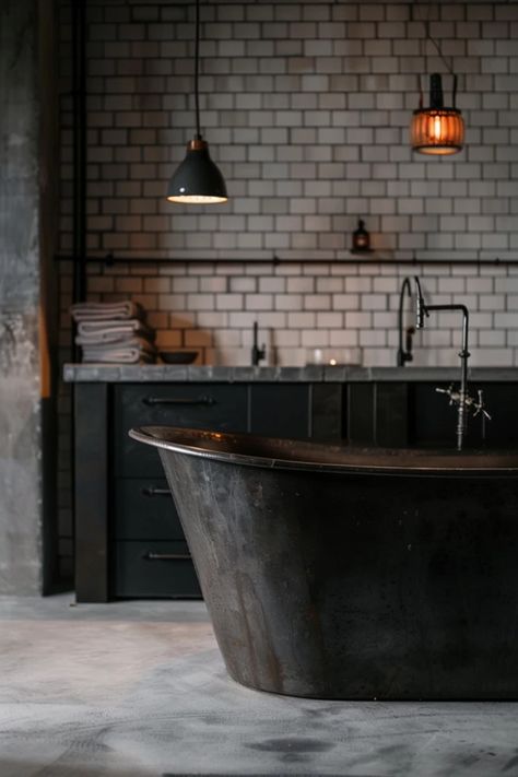 Looking to spice up your bathroom? Discover fabulous industrial bathroom ideas that bring together sleek functionality and modern style. From unique lighting choices to rustic materials, we've got ways to revamp your space without breaking the bank. Think metals, woods, and chic accessories to create a cohesive aesthetic. Our ideas are perfect for small and large spaces alike, making them the ideal inspiration for any renovation project. Whether you're a DIY enthusiast or hiring a pro, these concepts will help you craft a beautiful, industrial-inspired bathroom that feels fresh and trendy. Industrial Small Bathroom, Industrial Bathroom Ideas, Industrial Sink, Exposed Plumbing, Industrial Showers, Bedroom Colour Palette, Industrial Bathroom, Minimalist Layout, Exposed Brick Walls