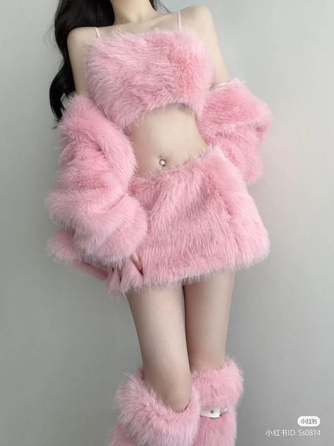 Cosplay Kawaii, Preformance Outfits, Stage Outfit, Pink Fur, Kawaii Fashion Outfits, Midi Skirts, Kpop Fashion Outfits, Pink Outfits, Kawaii Clothes