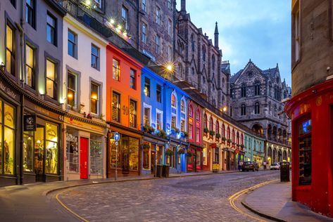 A well lit street in Edinburgh, one of the best places to see in Scotland Places To Visit In Scotland, Good Morning Vietnam, Harbor Town, Scottish Culture, Moving To The Uk, Cultural Capital, Brecon Beacons, Places To Live, Best Places To Live