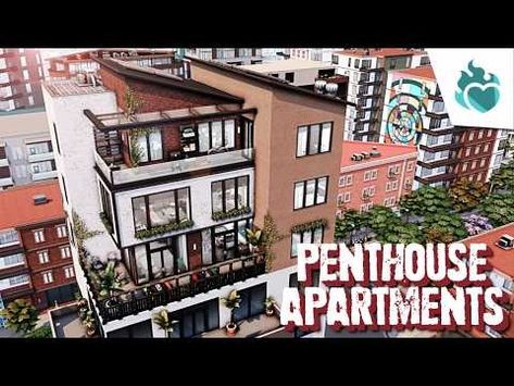 PENTHOUSE APARTMENT BUILDING 🏙️💘 The Sims 4: Lovestruck | Speed Build - YouTube Sims 4 Cc Apartment Building, Luxury Apartment Building, Sims 4 House Building, Penthouse Apartment, Sims 4 Houses, Sims 4 Build, Apartment Building, Luxury Apartments, Penthouse