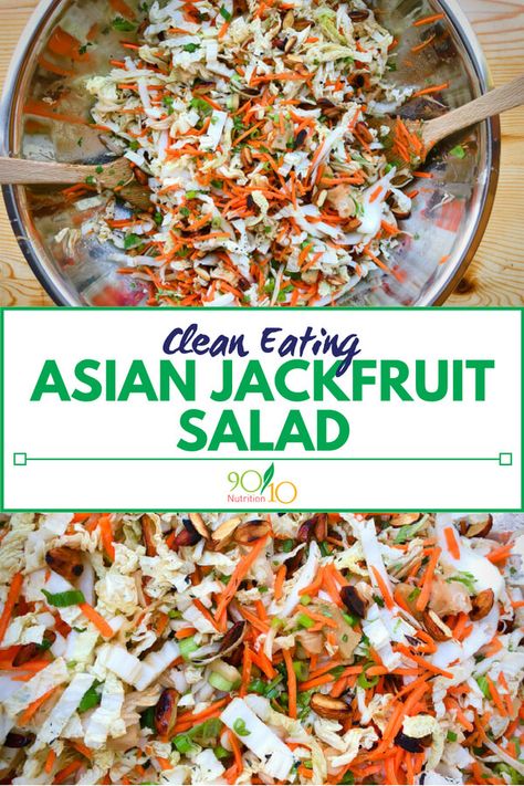 Asian Jackfruit Salad Jackfruit Salad, Homemade Hoisin Sauce Recipe, Healthy Lunch Prep, Canned Jackfruit, Asian Dish, Jackfruit Recipes, Paleo Main Dishes, Lunch Prep, Plant Based Snacks