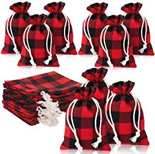 Amazon.com : red buffalo plaid party Christmas Candy Bag, Burlap Gift Bags, Retail Bags, Holiday Party Favors, Burlap Bags, Candy Packaging, Christmas Party Favors, Party Gift Bags, Christmas Gift Bags