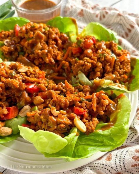 Thai Turkey Lettuce Wraps Thai Turkey Lettuce Wraps, Ground Turkey Lettuce Wraps, Peanut Butter Salad, Tuna Wrap, Turkey Lettuce Wraps, Thai Peanut Chicken, Paleo Life, Peanut Chicken, Chicken Meal Prep