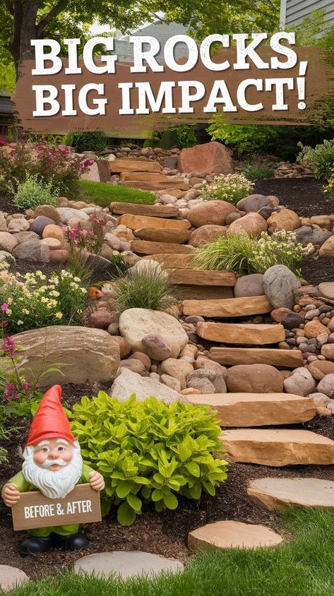 Bring the drama to your yard with these Rock Garden Landscaping tips! Perfect for tackling a Sloped Backyard, crafting stunning Hillside Gardens, and installing beautiful Stone Steps. Say goodbye to plain and hello to your dream Rock Garden Design! #gg #homedesigninsider #mountainlandscapingideas Rock Designs Landscape, Mountain Landscaping Ideas, Mountain Landscaping, Hillside Gardens, Landscaping Hacks, Interior Design Secrets, Rock Designs, River Rock Landscaping, Landscaping Design Ideas