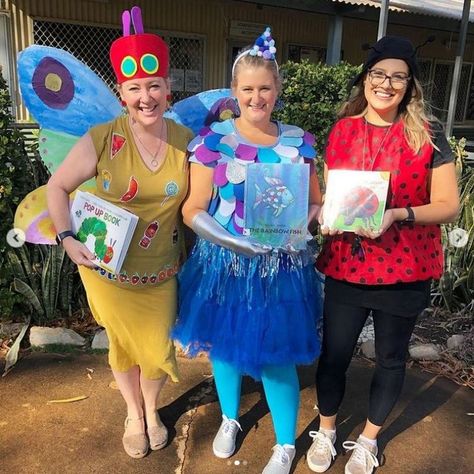 We love these Book Week costumes from @laurens_lil_learners and her colleagues. Great ideas for The Very Hungry Caterpillar, The Rainbow Fish and The Bad-Tempered Ladybird. Bookweek Costumes For Teachers, Ladybird Costume, Rainbow Fish Costume, Book Week Costumes, Caterpillar Costume, The Rainbow Fish, Fish Costume, Book Costumes, World Book Day Costumes