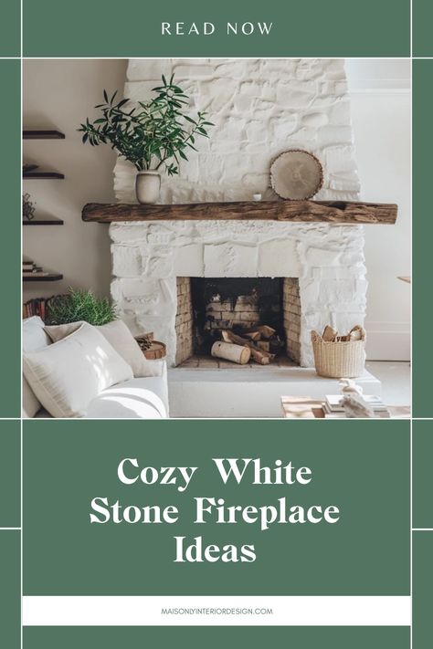 Transform your home with these cozy white stone fireplace ideas that effortlessly blend style and warmth. Discover how a stunning white stone fireplace can become the focal point of your living area, creating an inviting atmosphere for gatherings or quiet evenings in. From contemporary designs to rustic finishes, there's something here for every taste. Explore accent decor that enhances your fireplace's charm while considering the layout and ambiance. Embark on a project that truly enhances your living space, elevating it to a snuggly retreat. Transitional Fireplace Design Stone, Updating A Stone Fireplace, White Stone Fireplace Ideas, Whitewashed Stone Fireplace, White Stone Fireplace With Wood Mantel, Old Stone Fireplace Makeover, Overgrouted Stone Fireplace, White Stone Fireplace, Stone Fireplace Ideas