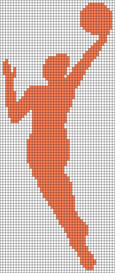 Alpha pattern #100429 | BraceletBook Basketball Pixel Art, Wnba Women, Woman Basketball, Basketball Basket, Tapestry Crochet Patterns, Sport Logo, Crochet Tapestry, Basketball Shirts, Alpha Pattern