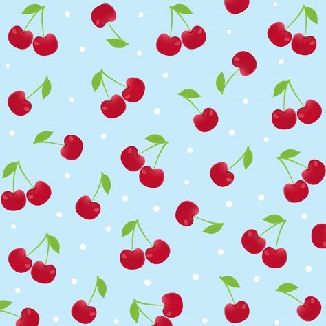 Cherry pattern | Premium Vector #Freepik #vector #background #pattern #flower #food Cherry Pattern Wallpaper, Cherry Bathroom, Cherry Background, Cherry Fabric, Background Cute, Widget Ideas, Cherry Pattern, Swimwear Pattern, Blue Cherry