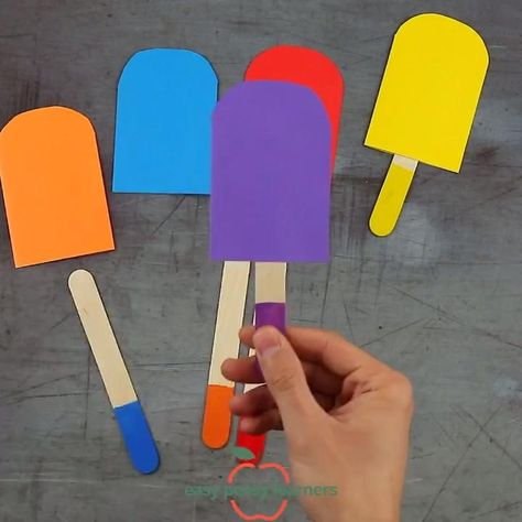 Ice Cream Color Sorting Activity - With Popsicle Sticks - Easy Peasy Learners [Video] | Color sorting activities, Preschool color activities, Learning colors activities Learning Activities With Popsicle Sticks, Color Paper Activity, Color Teaching Activities, Popsicle Sensory Play, Colors Activities For Kindergarten, Color Popsicle Stick Activity, Color Activity For Kindergarten, Learning Colors Activities For Kindergarten, Popsicle Stick Learning Activities