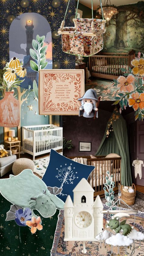 Vintage Eclectic Nursery, Colorful Vintage Nursery, Vintage Fairytale Nursery, Storybook Nursery Theme, Fairytale Nursery Theme, Literary Nursery, Fairy Tale Nursery, Whimsical Nursery Decor, Magical Nursery