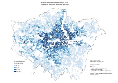 Dasymetric map Population Density, Map Diagram, Map Of London, Use Data, Transit Map, Urban Analysis, Urban Design Graphics, Geo Design, Data Map