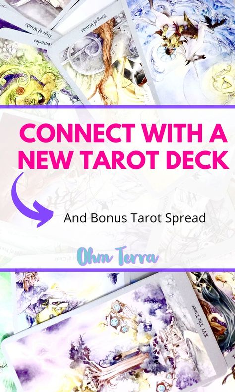 What do you do when you first get a new tarot deck? I do these 4 things to connect with it and then I use my deck interview tarot spread to have a meet and greet with my tarot deck. This post contains a how to on how to connect with your tarot cards as well as a tarot spread to get to know your tarot deck better. #tarot #tarotdeck #tarotcards #learntarot #tarotspread Interview Tarot Spread, Deck Interview Spread, Deck Interview, First Tarot Deck, New Tarot Deck, Full Moon In Libra, Tarot Journal, Types Of Reading, Spiritual Ascension