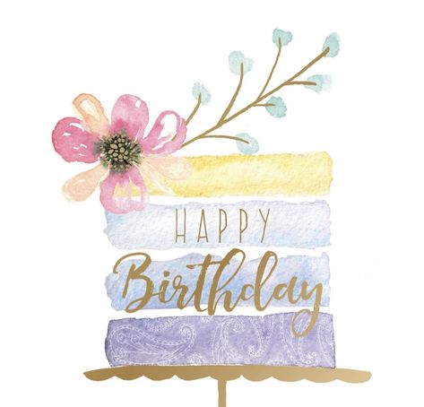 Happy Birthday Wishes Watercolor, 30th Birthday Card Watercolor, Watercolour Happy Birthday, Watercolor Bday Card, Artsy Birthday Card, Simple Watercolor Birthday Card, Birthday Card Painting Ideas, Happy Birthday Aquarell, Watercolour Birthday Card Ideas