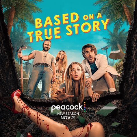 Kaley Cuoco | #basedonatruestory 🩸 @peacock 🩸 | Instagram Based On A True Story Peacock, Chris Messina, Liana Liberato, Based On A True Story, Medium Tv Show, Dark Comedy, Kaley Cuoco, Comedy Series, Return To Work