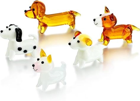 Amazon.com: H&D HYALINE & DORA 5 Pack Hand Blown Glass Dog Figurines,Miniature Glass Dog Figurines Sets,Blown Glass Art Animal Figurine for Collectible, Home Decor Gift : Home & Kitchen Miniature Dogs, Blown Glass Art, Space Gift, Unique Sculptures, Glass Figurines, Glass Animals, Handmade Artwork, Dog Figurines, Dollhouse Dolls