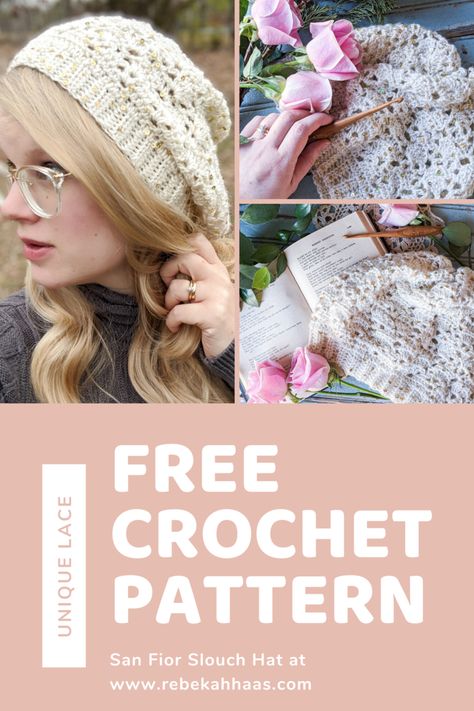 Summer Crochet Hat, Free Lace Crochet Patterns, Slouch Beanie Crochet Pattern, Slouch Hat Crochet Pattern, Slouchy Hat Crochet Pattern, Hat Free Crochet Pattern, Slouch Hat Pattern, Slouchy Hat Pattern, Crochet Slouchy Beanie