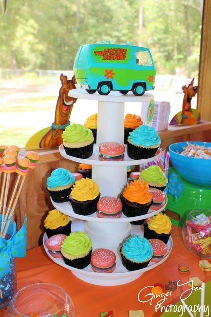 Paxton's 3rd Scooby Doo Party! | CatchMyParty.com Scooby Doo Cupcakes, Cupcake Colors, Scooby Doo Birthday Party Ideas, Scooby Birthday, Scooby Doo Birthday Cake, Scooby Doo Birthday, Scooby Doo Cake, Scooby Doo Birthday Party, Birthday Party Snacks