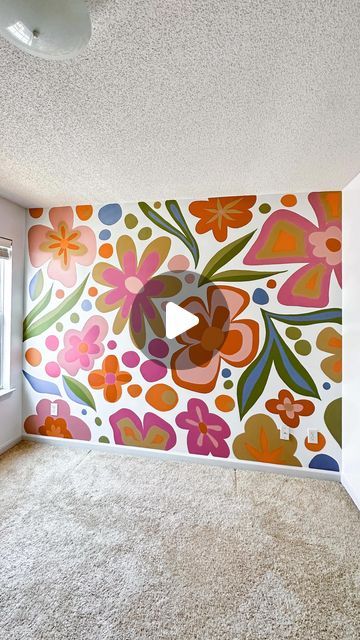 Becka Matthews Hickerson | Artist + Muralist on Instagram: "A before & after of Sienna’s flower mural! 🌸🍃 This was a special piece for some special people, and it feels like just yesterday that @emileecurtis_ and I were college roommates. Now, she’s bought her first home, and her little girl is two years old!!?! Life moves fasttt, but I’m so glad I could be a part of this big new adventure for them! 🥲" Girls Room Mural, Dance Mural, Playroom Mural, Flower Mural, College Roommate, Daughters Room, Extra Rooms, New Adventure, Extra Room