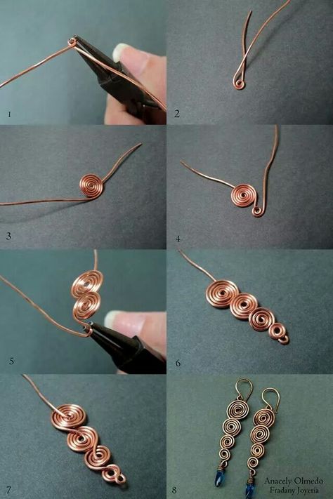 Neat Drátěná Socha, Wire Jewelery, Wire Wrapped Jewelry Diy, Wire Jewelry Making, Wire Wrapped Jewelry Tutorials, Bijoux Fil Aluminium, Wire Jewelry Tutorial, Wire Jewelry Designs, Wrapped Earrings