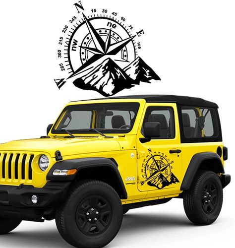 Jeep Wrangler Decals, Compass Mountain, Wrangler Car, Auto Graphics, Advertising Pictures, Jeep Decals, Mountain Decal, Car Window Stickers, Car Window Decals