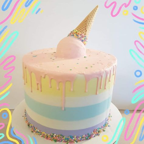 Ice Cream Cone Theme Cake, Ice Cream Birthday Cake Design, Ice Cream Cone Birthday Cake, Ice Cream Birthday Cake Ideas, Melting Ice Cream Cake, Ice Cream Drip Cake, Ice Cream Pool Party, Ice Cream Party Cake, Ice Cream Birthday Party Theme