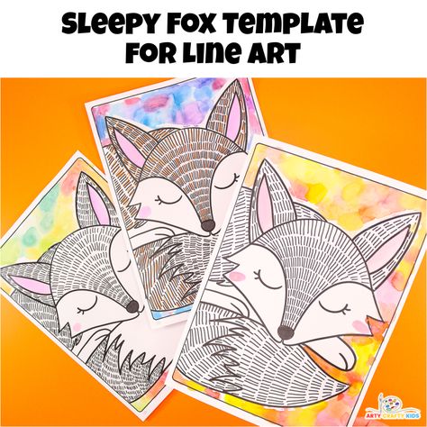 Engage kids with this fun fox art project combining line drawing and watercolor techniques. Includes two templates for all skill levels. Polar Bear Winter Craft, Fox Template, Bunny Art Projects, Squiggle Art, Drawing And Watercolor, Heart Art Projects, Easter Arts And Crafts, Fox Kids, Easter Activities For Kids