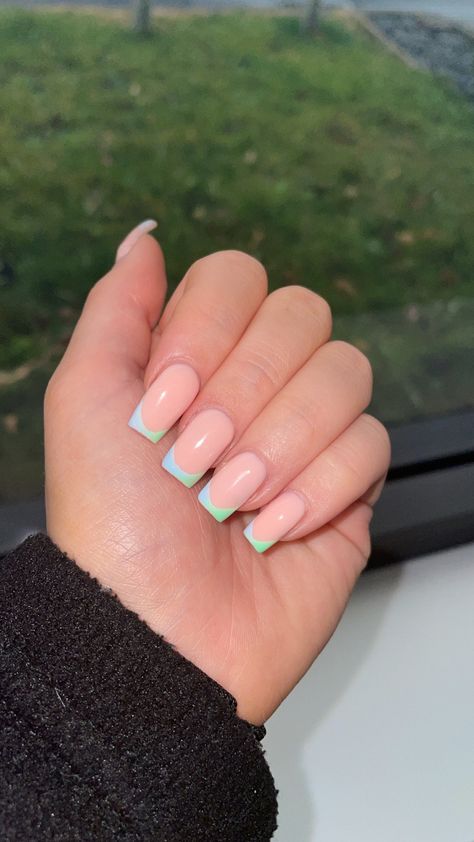 Builder gel nail designs Ombré French, Ombre French Tips, Builder Gel Nails, Builder Gel, French Tips, Gel Nail Designs, Blue Ombre, Green And Blue, Gel Nail