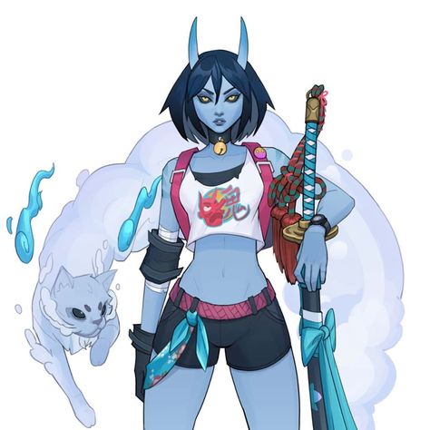 170 Likes, 4 Comments - Anson Tan 🐸 (@artomica) on Instagram: “First Preview of the zine I'm working on~ the blue oni Azura. It's about demon slayers etc. 👁👄👁👌…” Blue Oni, Oni Art, Oni Demon, Blue Demon, Fantasy Races, Japanese Characters, Concept Art Character, Character Design References, Dnd Characters