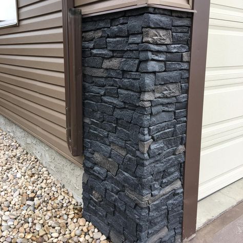 Quality Faux Stacked Stone Black Blend Concrete Panels Interior, Stone Cladding Tiles, Stacked Stone Panels, Faux Stone Walls, Living Room Wall Designs, Faux Stone Panels, Faux Rock, Faux Panels, Stone Wall Design