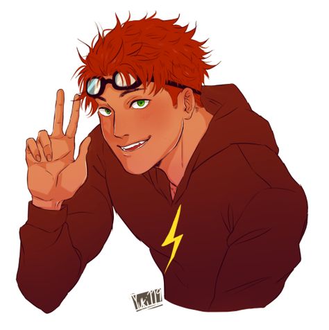 Wally West Fanart, Young Justice Fan Art, Young Justice Wally, Jinx And Kid Flash, Spitfire Young Justice, Wallace West, Flash Suit, Adoption Papers, Wally West