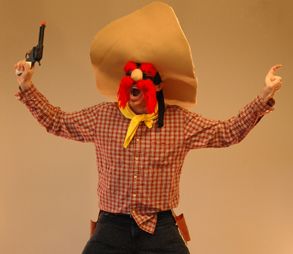 Yosemite Sam Costume, Woody Costume Mens, Funny Western Costume, Funny Cowboy Costume, Patron Halloween Costume Cowboy Hat, Garfield Cowboy Hat, Western Picnic, Funny Eyebrows, Fireman Costume