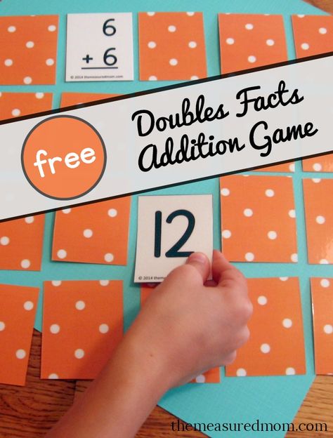 Get this free printable game for learning the doubles facts! Math Recovery, Number Fluency, Doubles Addition, Math Doubles, Addition Activity, Math Fact Worksheets, Doubles Facts, The Measured Mom, Measured Mom