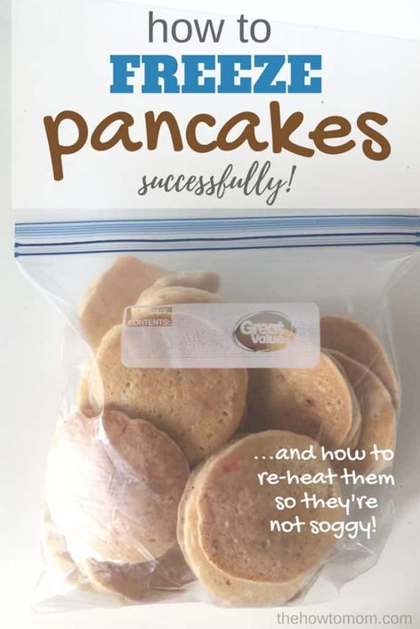 How to Freeze Pancakes Successfully - and reheat them so they're not soggy! | The How To Mom Buttermilk Pancake Mix, Freeze Pancakes, Healthy Pancake Recipes, Pancake Bites, Kodiak Cakes, How To Make Pancakes, Homemade Pancakes, Pancakes Healthy, Healthy Meals For Kids